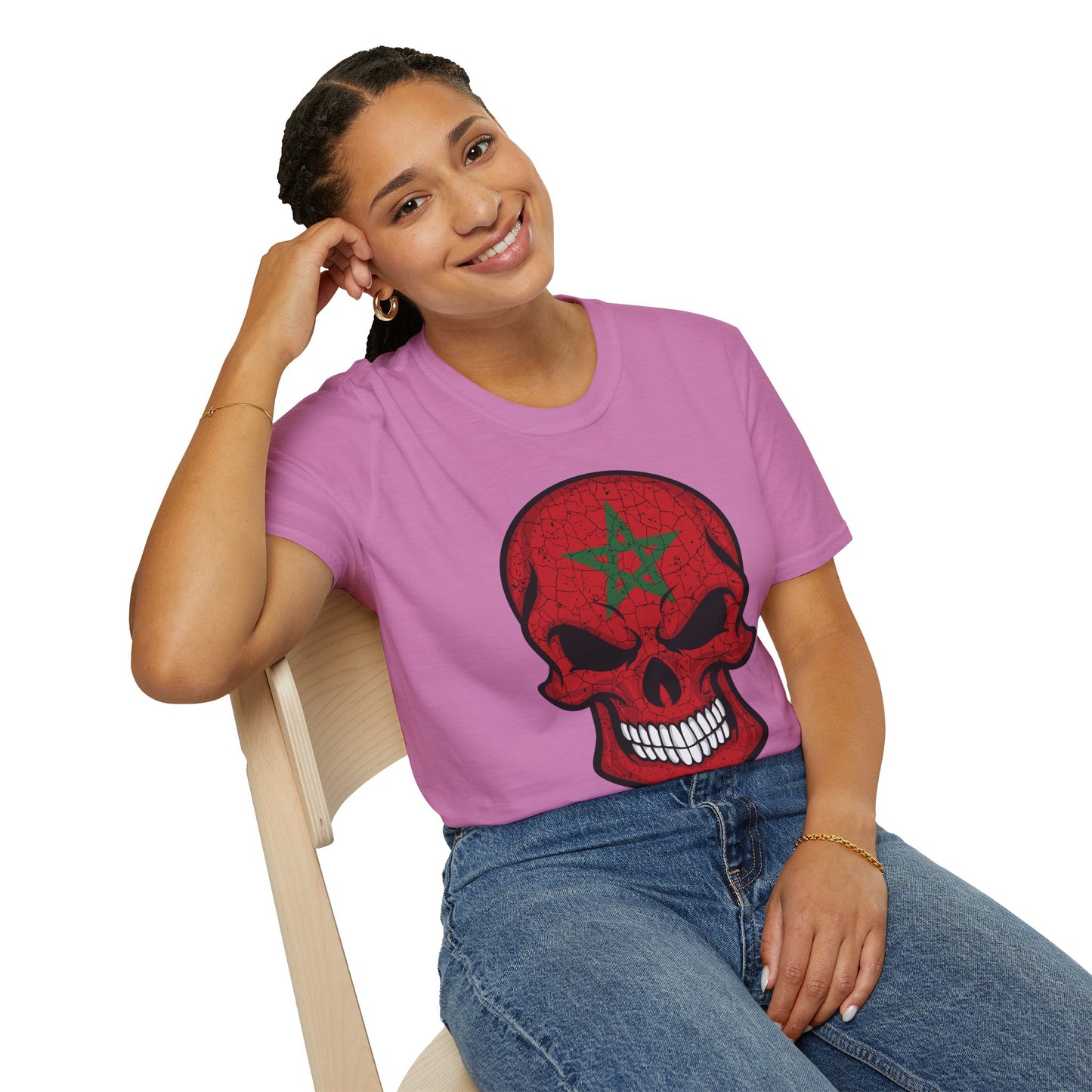 Moroccan Skull Graphic Tee, Unisex Softstyle T-Shirt, Edgy Fashion, Halloween Party Wear, Gifts for Him & Her, Rocker Style