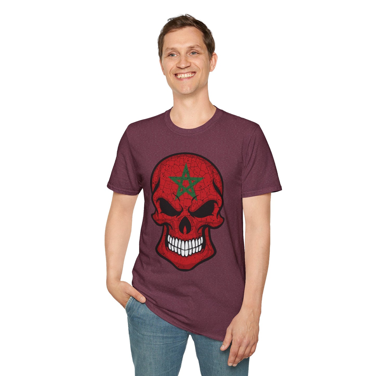Moroccan Skull Graphic Tee, Unisex Softstyle T-Shirt, Edgy Fashion, Halloween Party Wear, Gifts for Him & Her, Rocker Style