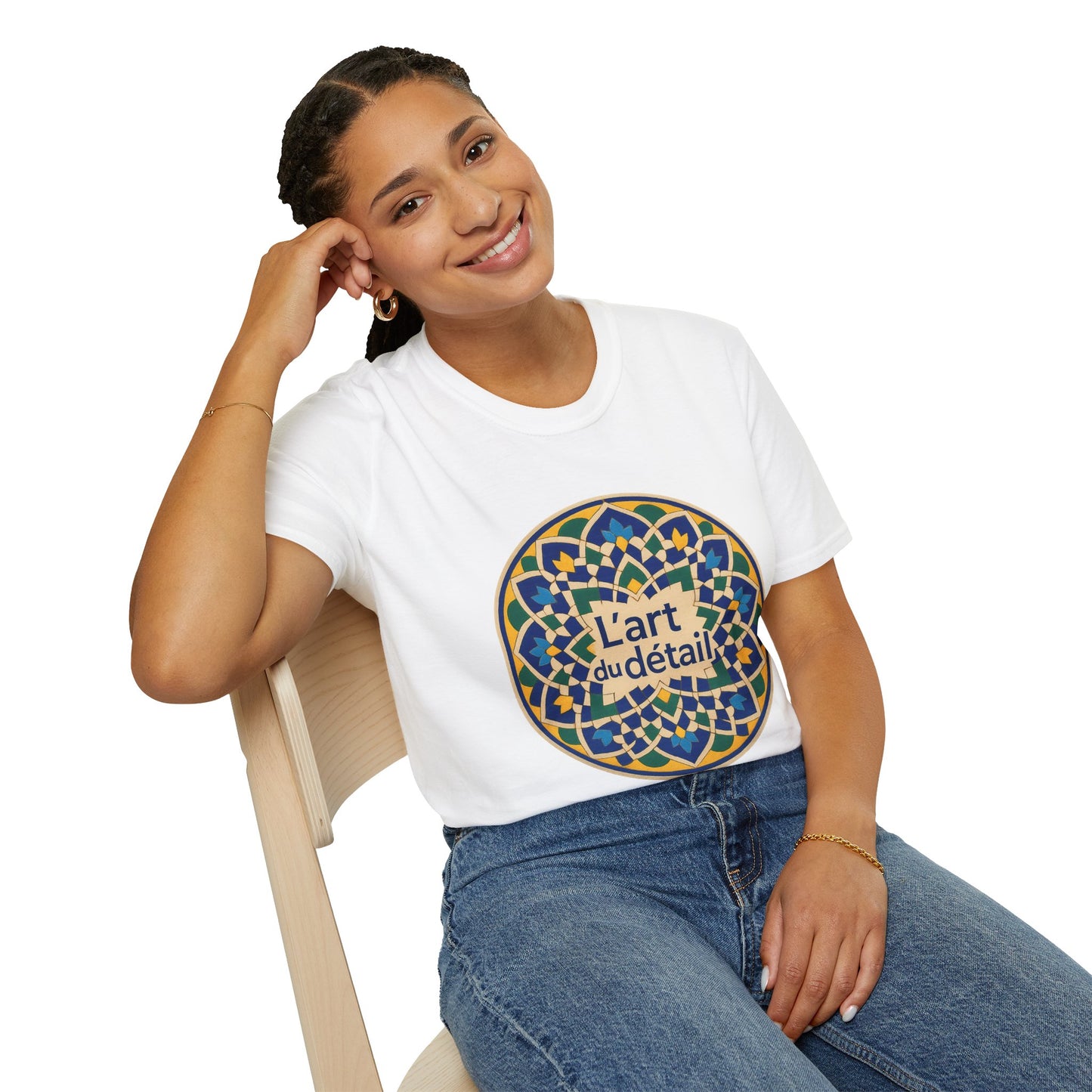 Artistic Detail Unisex T-Shirt, Mandala Tee, Boho Style Shirt, Relaxed Fit Top, Gift for Art Lovers, Casual Wear