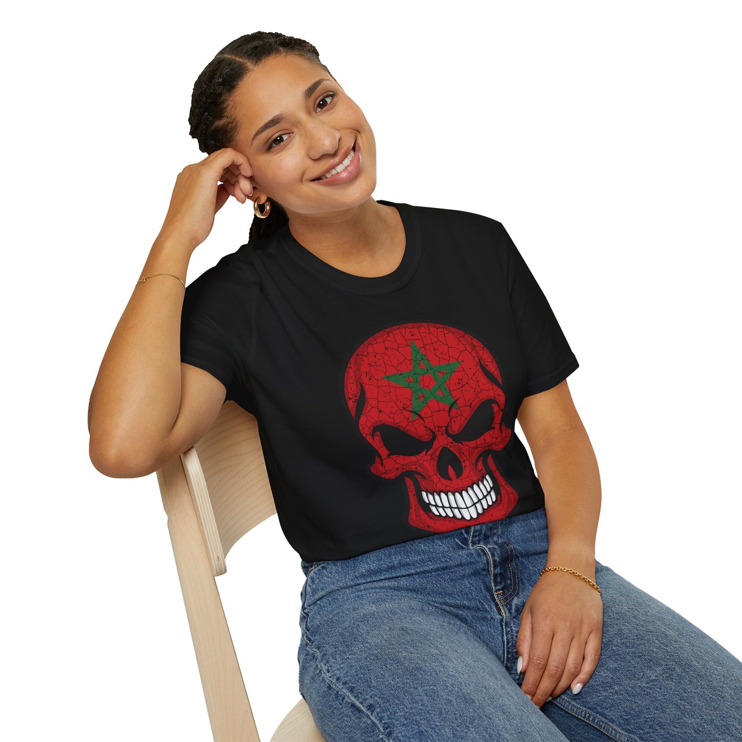 Moroccan Skull Graphic Tee, Unisex Softstyle T-Shirt, Edgy Fashion, Halloween Party Wear, Gifts for Him & Her, Rocker Style