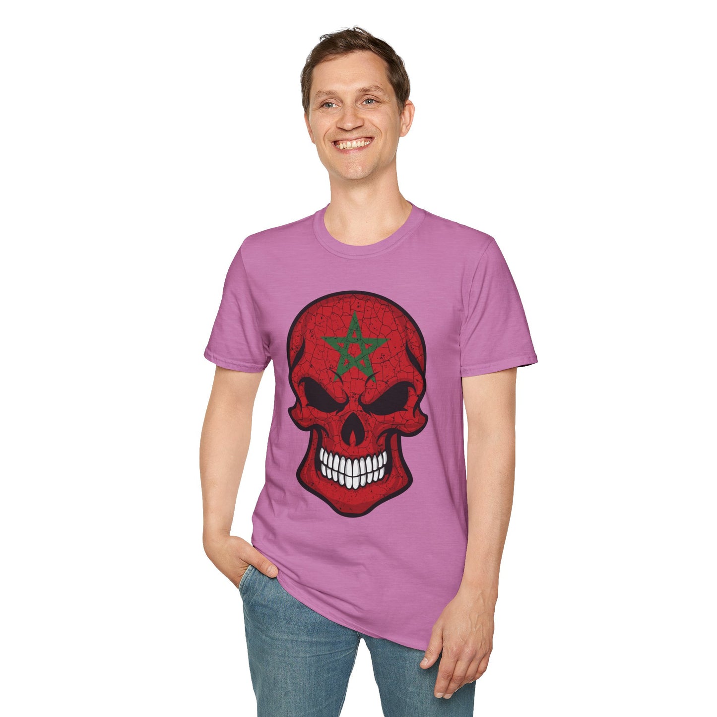Moroccan Skull Graphic Tee, Unisex Softstyle T-Shirt, Edgy Fashion, Halloween Party Wear, Gifts for Him & Her, Rocker Style