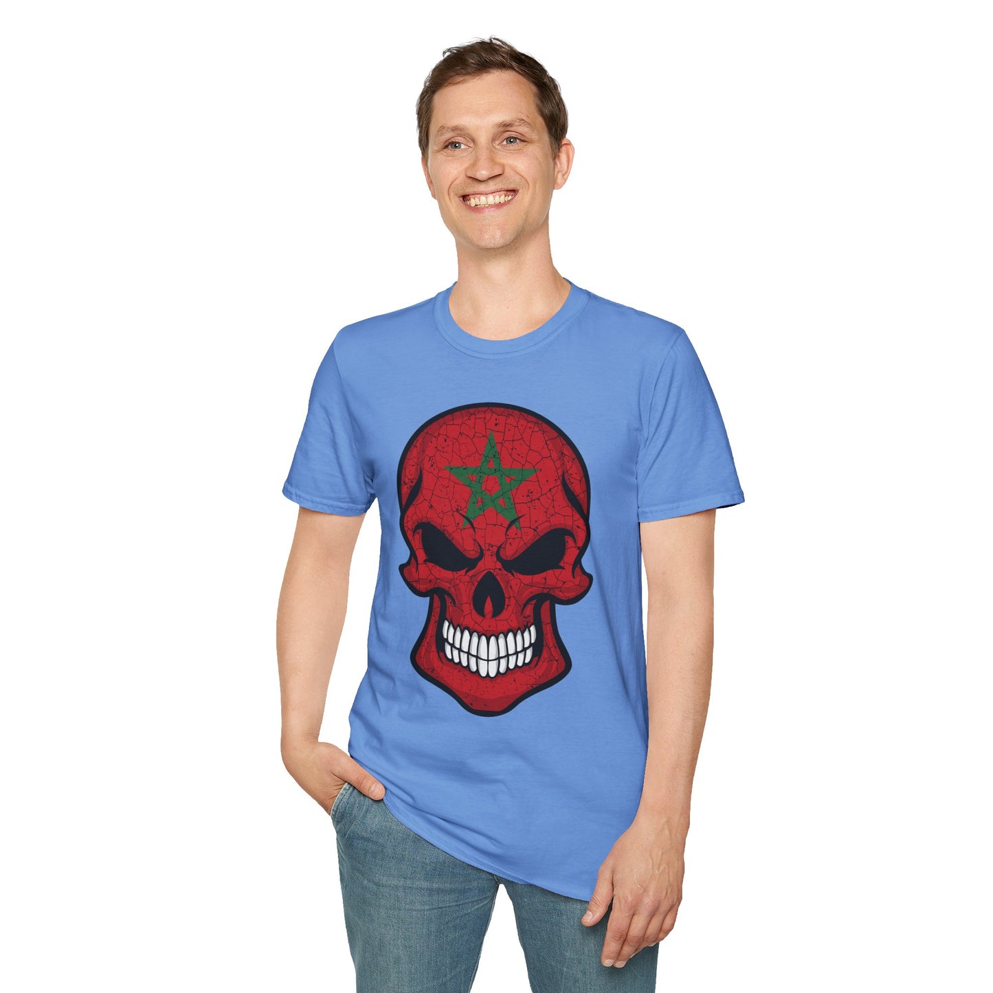Moroccan Skull Graphic Tee, Unisex Softstyle T-Shirt, Edgy Fashion, Halloween Party Wear, Gifts for Him & Her, Rocker Style