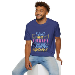 Morocco Therapy T-Shirt, Travel Tee, Unisex Graphic Shirt, Adventure Apparel, Wanderlust Gift, Vacation Reminder