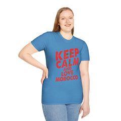 Keep Calm and Love Morocco Shirt, Unisex Softstyle T-Shirt, Gift for Travelers, Casual Wear, Souvenir, Ethnic Pride Wear