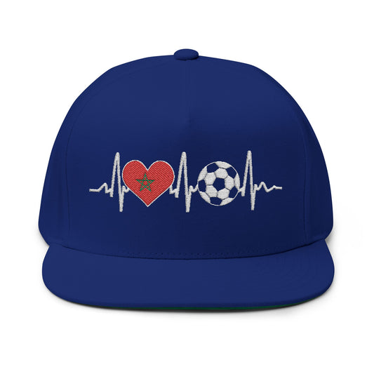 Heartbeat Soccer Flat Bill Cap | Sports Fan Hat, Embroidered Cap, Gift for Soccer Lovers, Unique Sports Hat, Outdoor Cap