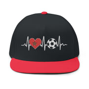 Heartbeat Soccer Flat Bill Cap | Sports Fan Hat, Embroidered Cap, Gift for Soccer Lovers, Unique Sports Hat, Outdoor Cap