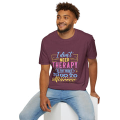 Morocco Therapy T-Shirt, Travel Tee, Unisex Graphic Shirt, Adventure Apparel, Wanderlust Gift, Vacation Reminder