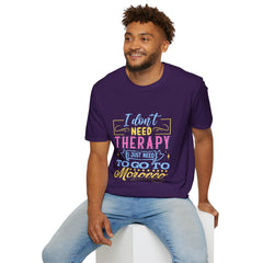Morocco Therapy T-Shirt, Travel Tee, Unisex Graphic Shirt, Adventure Apparel, Wanderlust Gift, Vacation Reminder