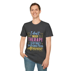 Morocco Therapy T-Shirt, Travel Tee, Unisex Graphic Shirt, Adventure Apparel, Wanderlust Gift, Vacation Reminder