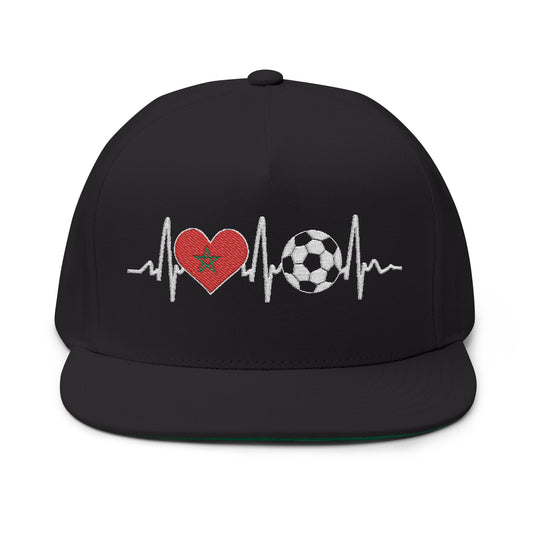 Heartbeat Soccer Flat Bill Cap | Sports Fan Hat, Embroidered Cap, Gift for Soccer Lovers, Unique Sports Hat, Outdoor Cap