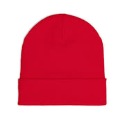 Red Floral Skull Knit Beanie | Embroidered Casual Winter Hat,