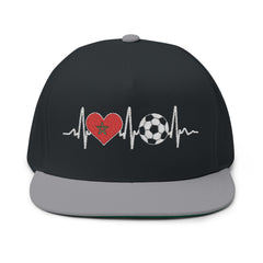 Heartbeat Soccer Flat Bill Cap | Sports Fan Hat, Embroidered Cap, Gift for Soccer Lovers, Unique Sports Hat, Outdoor Cap