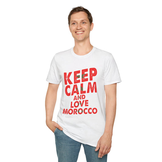 Keep Calm and Love Morocco Shirt, Unisex Softstyle T-Shirt, Gift for Travelers, Casual Wear, Souvenir, Ethnic Pride Wear