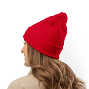 Red Floral Skull Knit Beanie | Embroidered Casual Winter Hat,