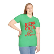 Keep Calm and Love Morocco Shirt, Unisex Softstyle T-Shirt, Gift for Travelers, Casual Wear, Souvenir, Ethnic Pride Wear